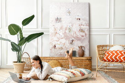 Cork notice board Pastel peony flowers