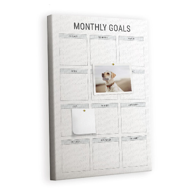 Cork memo board Monthly Goals