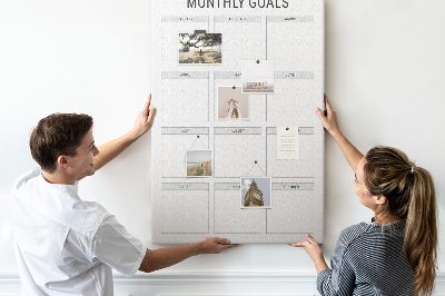 Cork memo board Monthly Goals