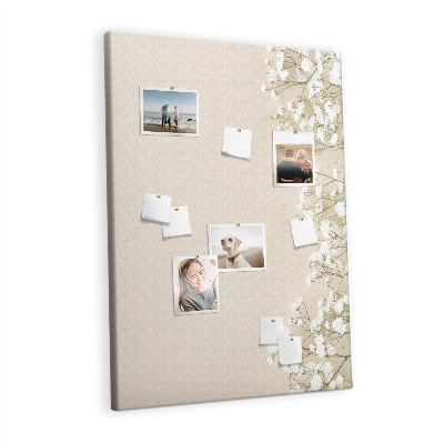 Cork memo board Gypsophila flowers