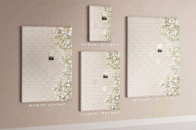 Cork memo board Gypsophila flowers