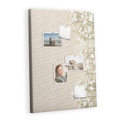 Cork memo board Gypsophila flowers