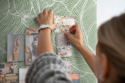 Cork memo board Big leaves pattern