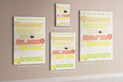 Cork pin board Menu planner