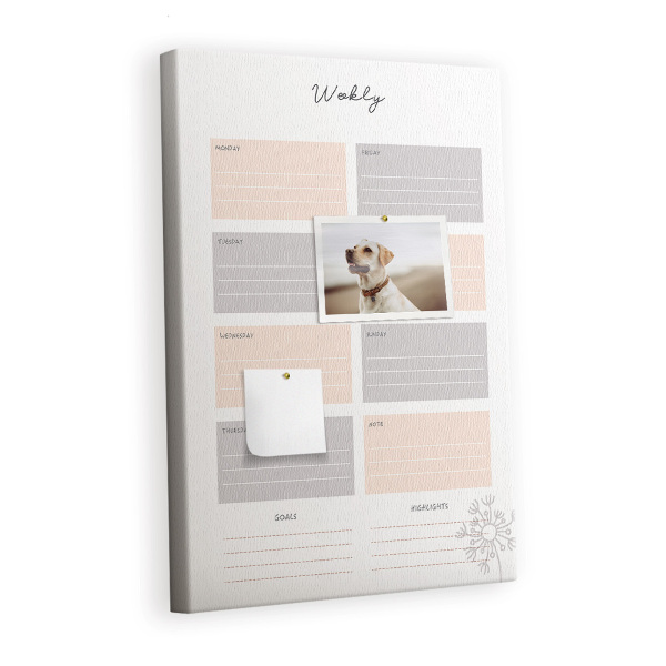 Cork pin board Weekly planner