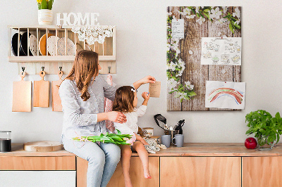 Cork board Daisies on wood