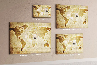 Cork memo board Map of the world