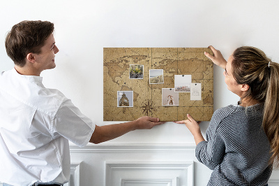 Pin board Vintage world map