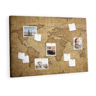 Pin board Vintage world map