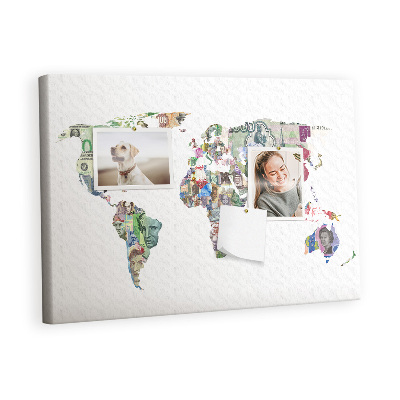 Pin board Colorful world map