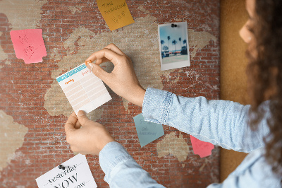 Pin board Map on brick wall