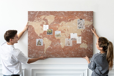 Pin board Map on brick wall