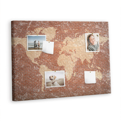 Pin board Map on brick wall