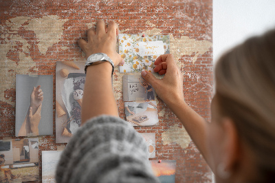 Pin board Map on brick wall