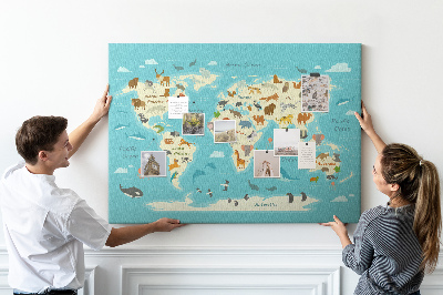 Pin board Animals world map