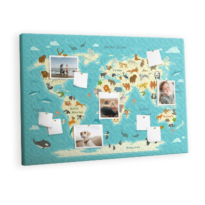 Pin board Animals world map