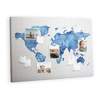 Pin board Watercolor World map