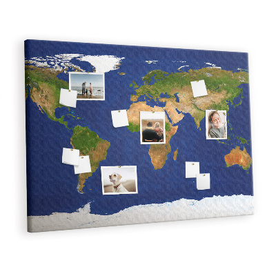 Cork notice board Big world map