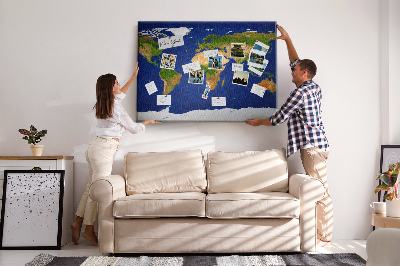 Cork notice board Big world map