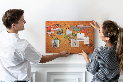 Cork notice board Map with flags