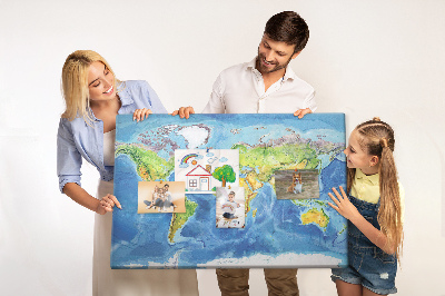 Memo cork board Map of the world