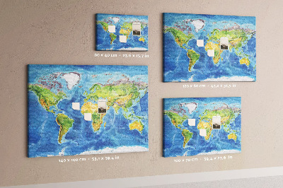 Memo cork board Map of the world