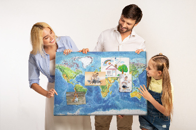 Memo cork board Map of the world