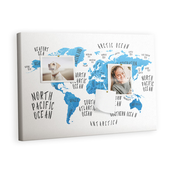 Memo cork board Earth blue map