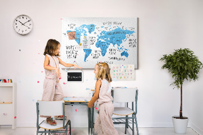 Memo cork board Earth blue map