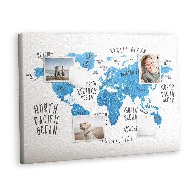 Memo cork board Earth blue map