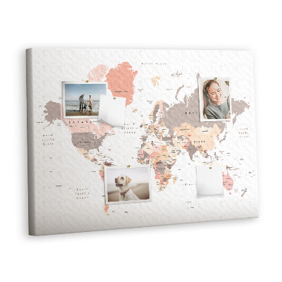 Decorative corkboard World detail map