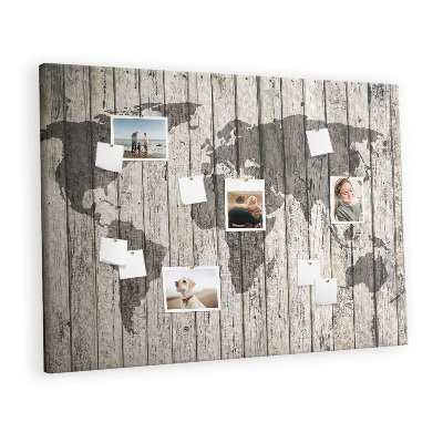 Decorative corkboard Map on old wood