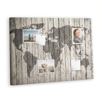 Decorative corkboard Map on old wood