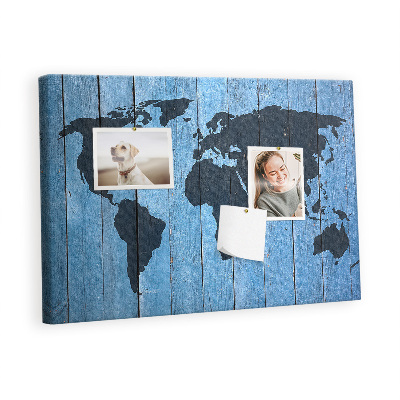 Decorative corkboard Map on wood