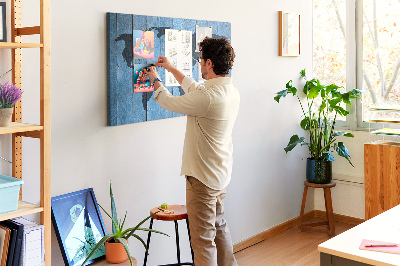 Decorative corkboard Map on wood