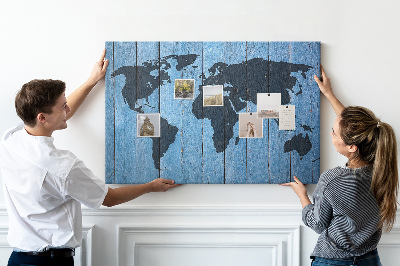 Decorative corkboard Map on wood