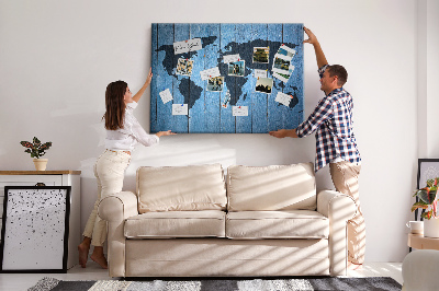 Decorative corkboard Map on wood