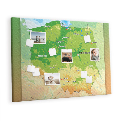 Cork notice board Poland physical map