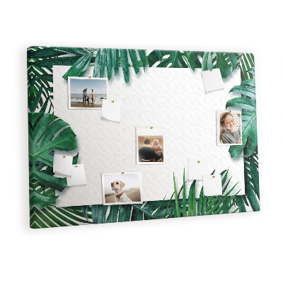 Cork notice board Tropical leaves