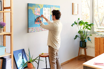 Pin board Vintage world map