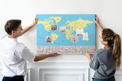 Pin board Vintage world map
