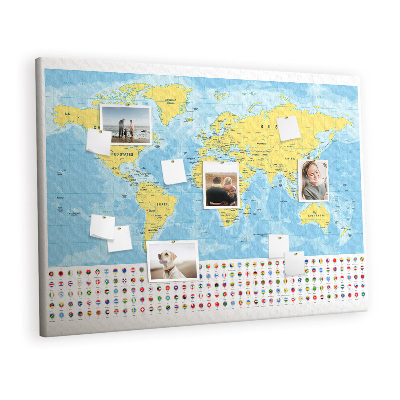 Pin board World Map and Flags
