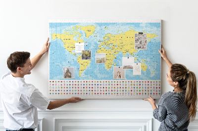 Pin board World Map and Flags