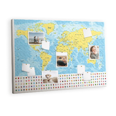 Pin board World Map and Flags