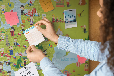 Pin board World map with flags