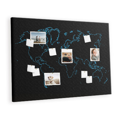 Pin board Contour of world map