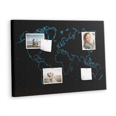 Pin board Contour of world map