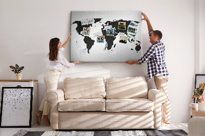 Pin board Black world map