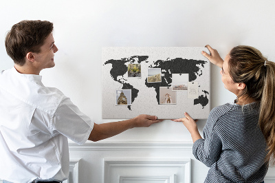 Pin board Black world map