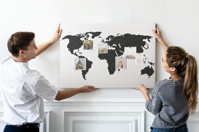 Pin board Black world map